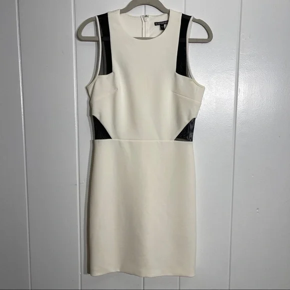 Express | Dresses | Express White Dress With Black Mesh Cutouts | Poshmark Express | Dresses | Express White Dress With Black Mesh Cutouts | Poshmark